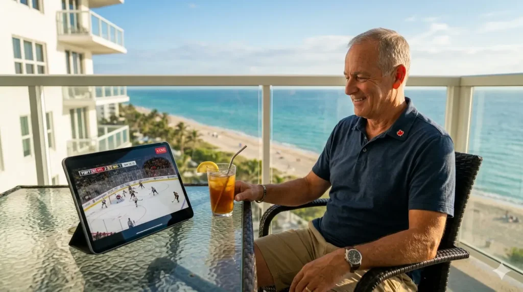 IPTV from Canada — Canadian watching TSN hockey live on tablet from Florida condo using Purecast IPTV abroad